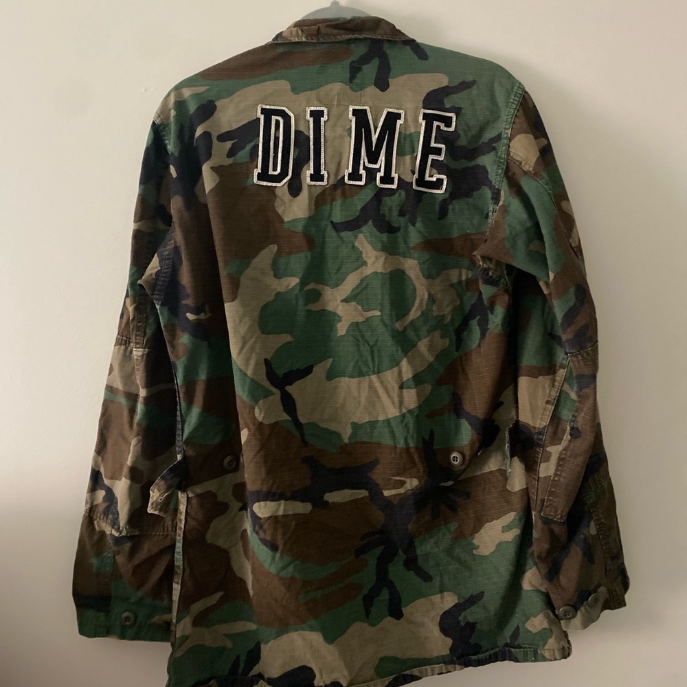 DIMEPIECE oversized camo military jacket with patches